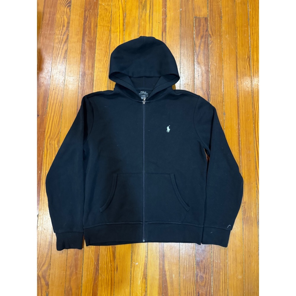 Polo Ralph Lauren Mens Black Full Zip Hoodie Fleece Pony Logo Size M 175/96A
